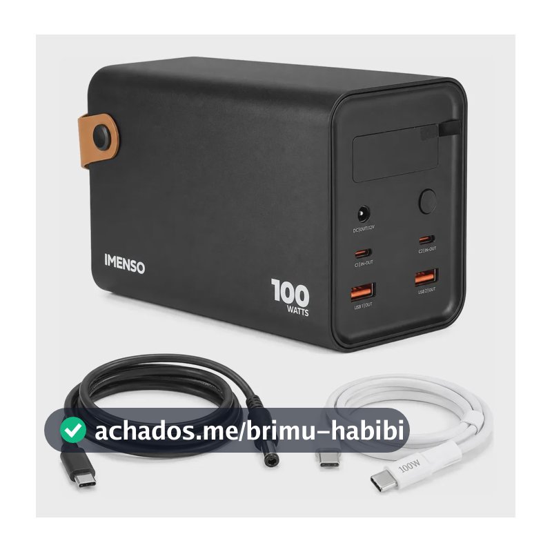 Power Bank 60000mah 100w + Cabo Starlink Mini E Led Inclusos Preto