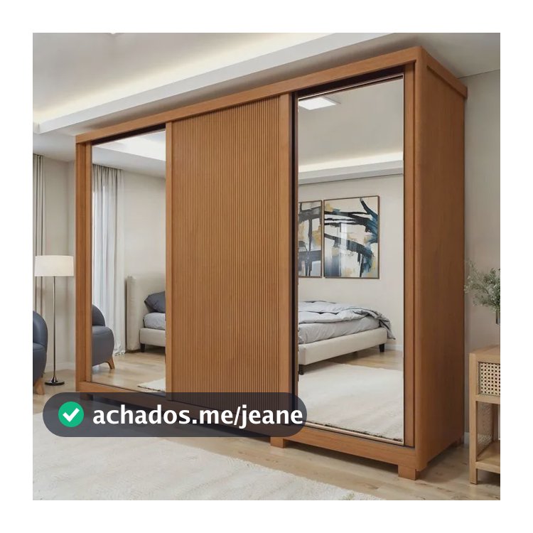 Guarda-roupa Ollie 3 Portas 6 Prateleira 6 Gavetas Com Pés Amêndoa Clean/off White/amêndoa Clean