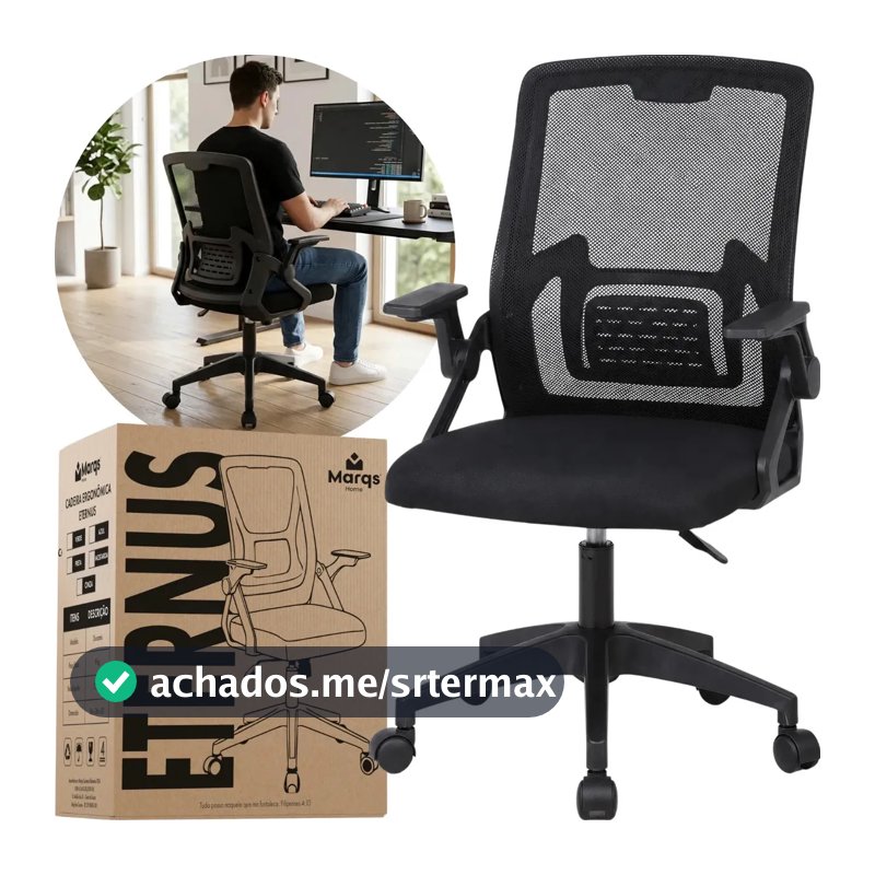 Cadeira De Escritorio Ergonomica Nr17 Ethernus Marqs Home Giratoria Resistente Reforçada 180kg Confortavel Reuniao Preto