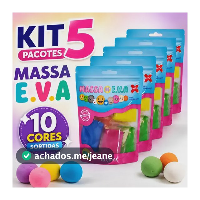Kit 5 Pacotes Massa De Eva 10 Cores Brinquedo E Artes Make+ Sortidas