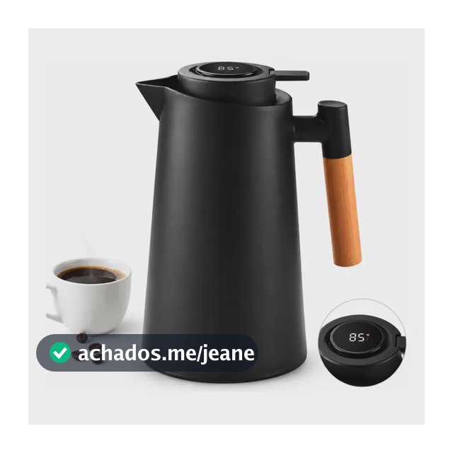 Garrafa Térmica 1 Litro Com Termômetro Led Para Chás / Café Preto