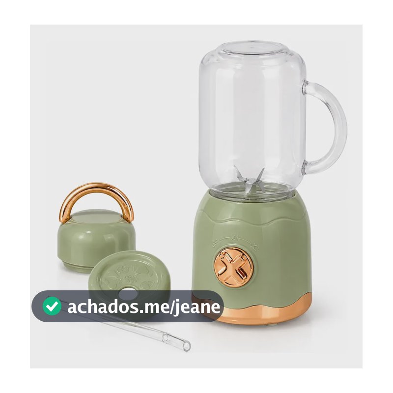 Mini Liquidificador 2 Velocid 500ml Sem Fio Com Copo Turbo Verde 3v