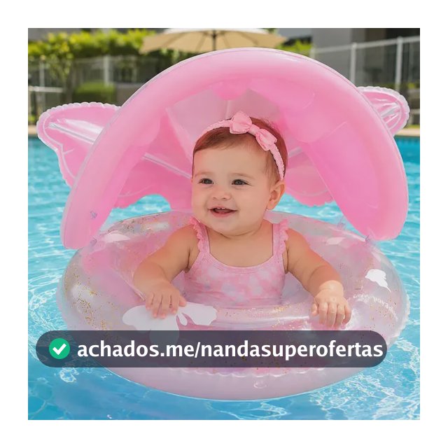 Boia Bebe Piscina Inflavel Cobertura Assento Fralda Menina Sereia Glitter