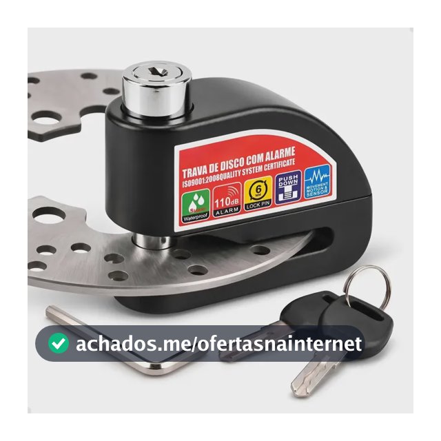 Trava Cadeado De Freio Disco Com Alarme Sonoro Para Moto Preto