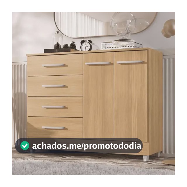 Comoda 4 Gavetas 2 Portas Gisele Com Pés