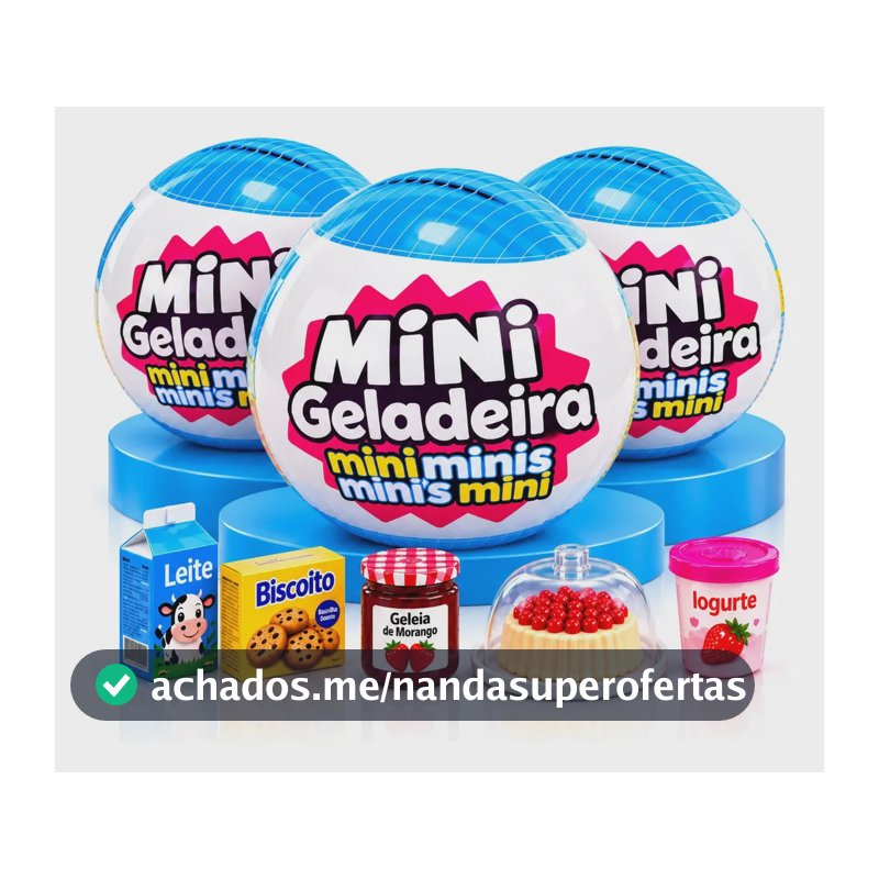 Kit 3 Bolas Surpresa Cápsula Mini Brands Hc-3006 Azul Colecionável Miniatura Realista Brinquedo Infantil