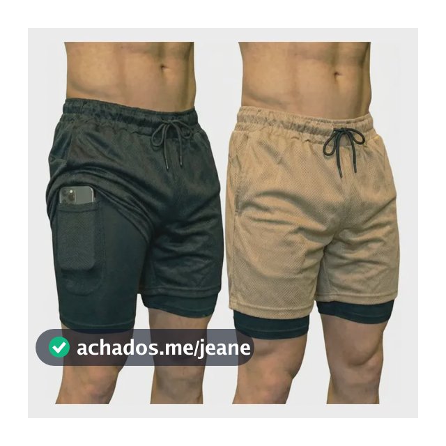Kit 2 Bermuda 2 Em 1 Masculino Academia Short Treino Corrida