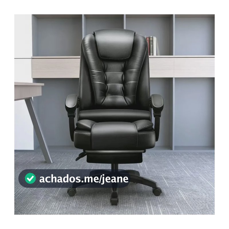 Cadeira Giratoria Escritorio Presidente Ergonômica Couro Sintético Encosto Ajustável Com Trava E Apoio Para Pés Perfeito para o seu escritório, momentos de estudo ou sessões de games