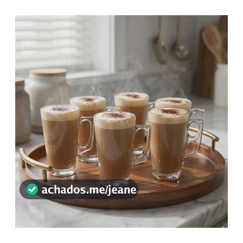 Kit 6 Xícaras Vidro 185ml Cappuccino Café Nespresso Transparente Xícaras Em Vidro Casual Nespresso Para Cappuccino, Cafés E Chás