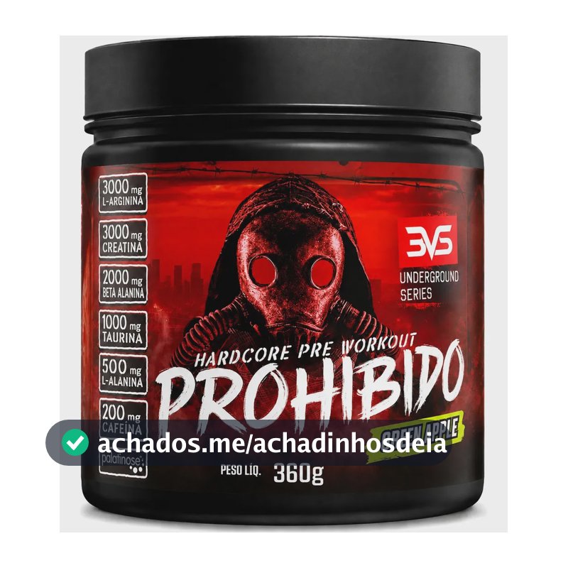 Prohibido Pré Treino 360g - Sabor Green Apple - A Combinação Perfeita De 8 Ingredientes Que Proporcionam Energia Do Início Ao Fim Do Seu Treino, Arginina E Palatinose - Extra Forte