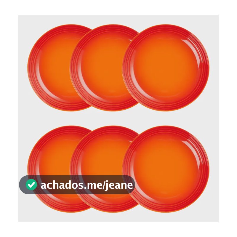 Jogo De 6 Pratos Fundos De Cerâmica 22 Cm Laranja Le Creuset Laranja