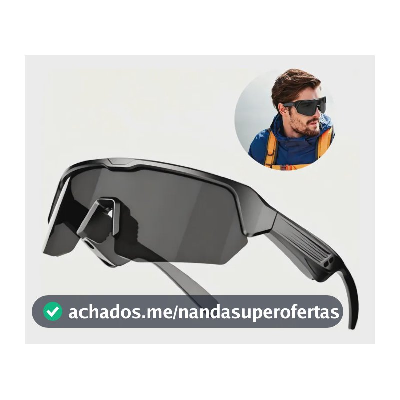 Óculos Ciclismo Com Fone De Ouvido Bluetooth Proteção Uv400 Cinza Preto