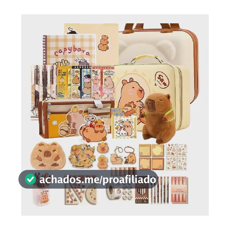 Kit Capivara 31 Itens Papelaria Kawaii Presente Criativo