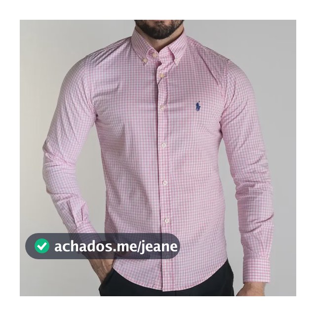Camisa Ralph Lauren Xadrez Custom Fit Rosa