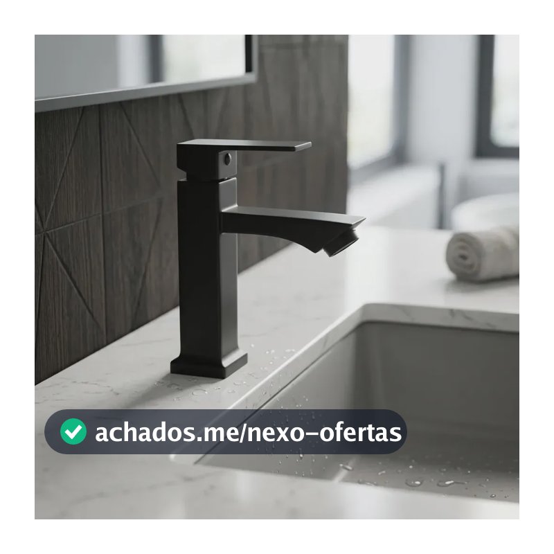 Torneira Para Banheiro Bancada Pia Cuba Quadrada Preto Fosco