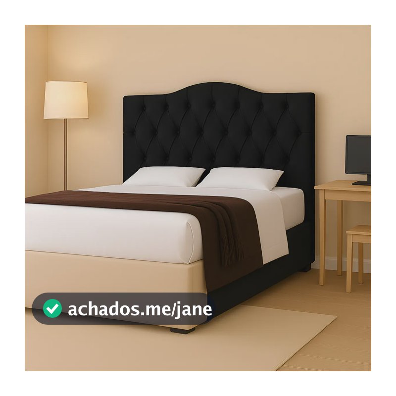 Brelarmobile Cabeceira Estofada Encosto Cama Box Casal Suede Veludo Reforçado 140x120cm Cor Preto