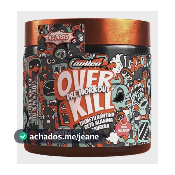 Pré-treino New Millen Over Kill de Melancia em Pó, 200 g