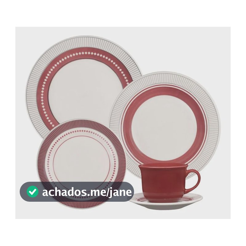 Aparelho De Jantar E Chá Biona 20 Peças Cerâmica Donna 24 Marsála