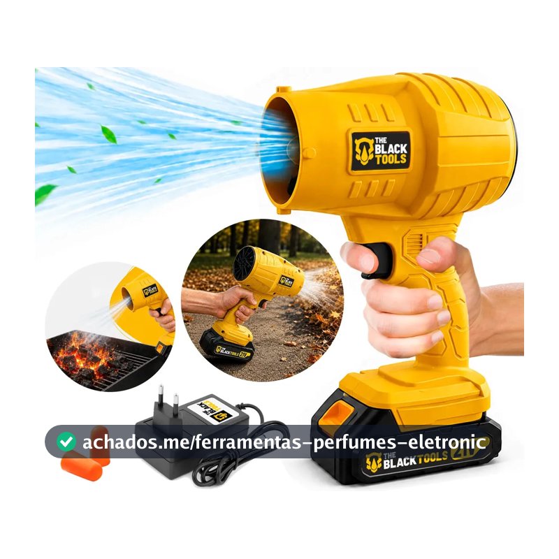 Soprador De Ar Turbo 21v Portátil Bateria Recarregável Potente Para Folhas Pó Limpeza Carro Tso-21a The Black Tools