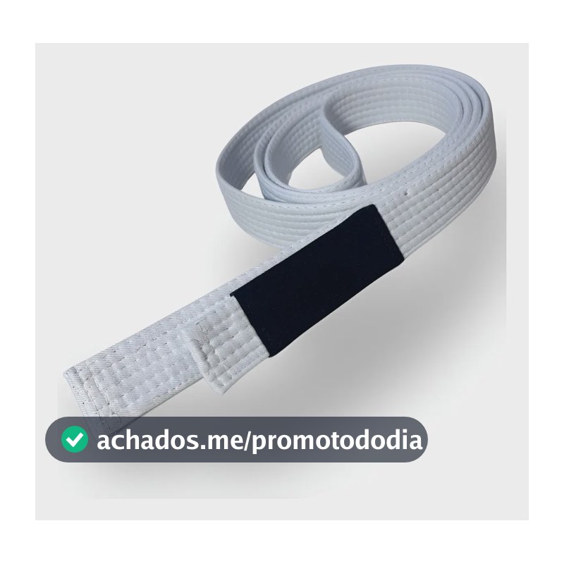Faixa Branca Jiu Jitsu Ponta Preta Adulto Rígida Cor Branco Tamanho A0