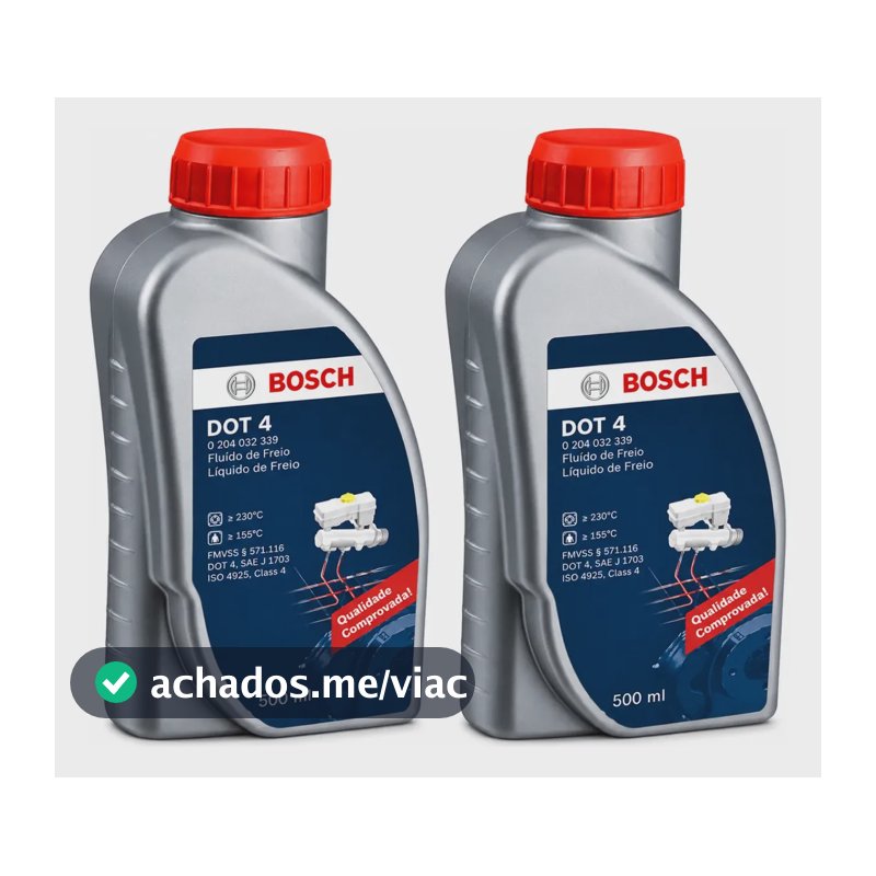 Kit 2 Fluido de Freio DOT 4 Bosch Original 500ml - 1 Litro