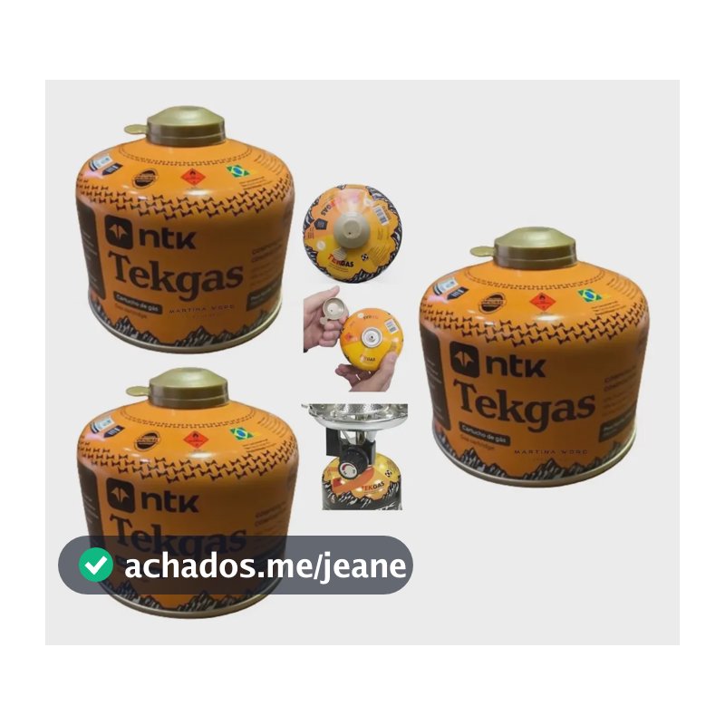 Cartucho Refil Gás Tekgas Nautika Ntk 3 Unidades Fogareiro