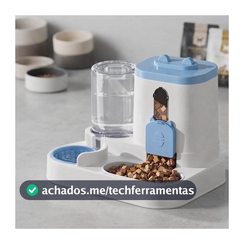 Comedouro Bebedouro Automático Duplo Ração E Água Gatos Cães 0 Branco/azul