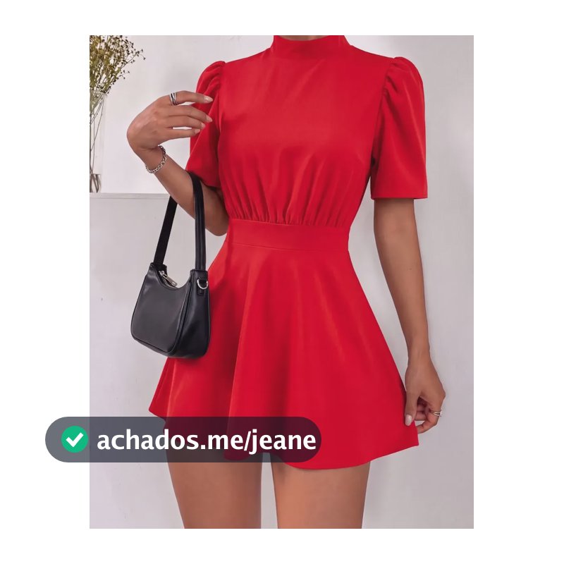 Macaquinho Feminino Soltinho Curto Manga Bufante Social  Vermelho Único