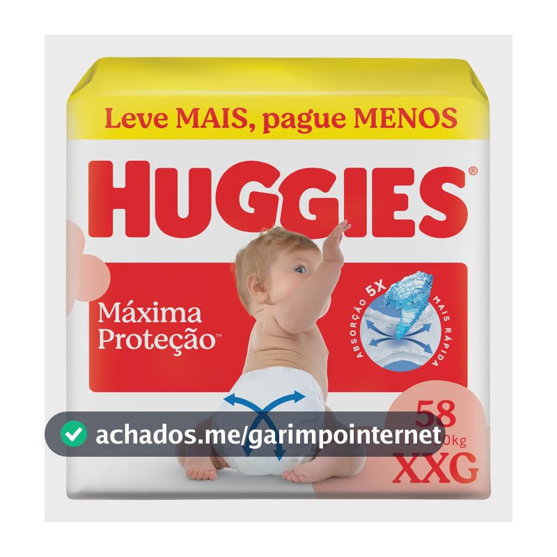 Huggies Fralda Descartável Máxima Proteção XXG - 58 Un