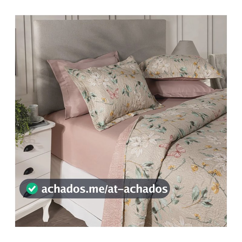 Kit Cobre Leito Colcha Casal 3 Peças Boutis Lisas Dupla Face Porta Travesseiro Aba Americana Isabel Areia