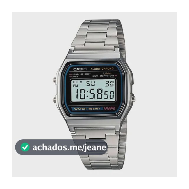 Relogio Casio Unissex Vintage Prata - A158wa-1df Correia Prateado Bisel Prateado Fundo P