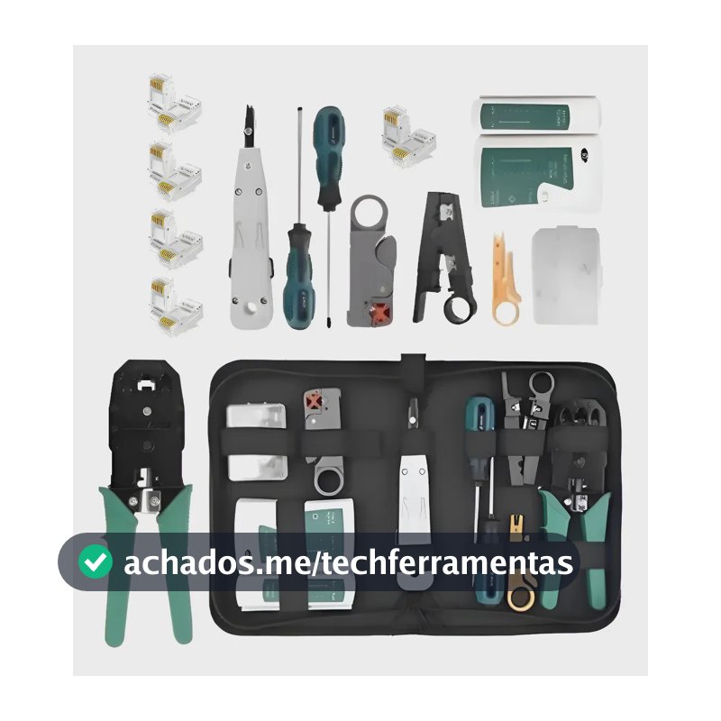 Kit Ferramentas Rede Informática Testador Lan Crimpar Rj45 Verde / Preto / Branco