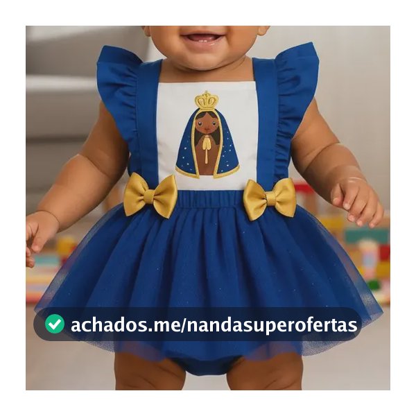 Romper Bebê Nossa Senhora Aparecida Jardineira Mesversario