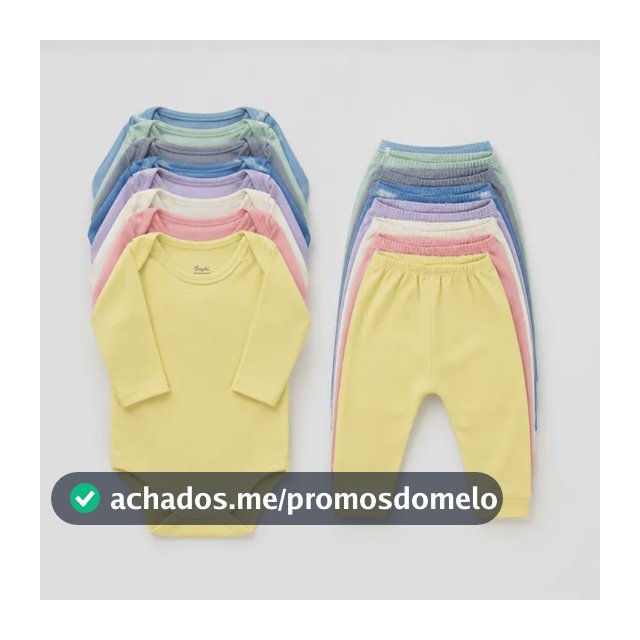 Kit 10 Peças Bebê Body M. Longa Mijão Canelado Menino Menina