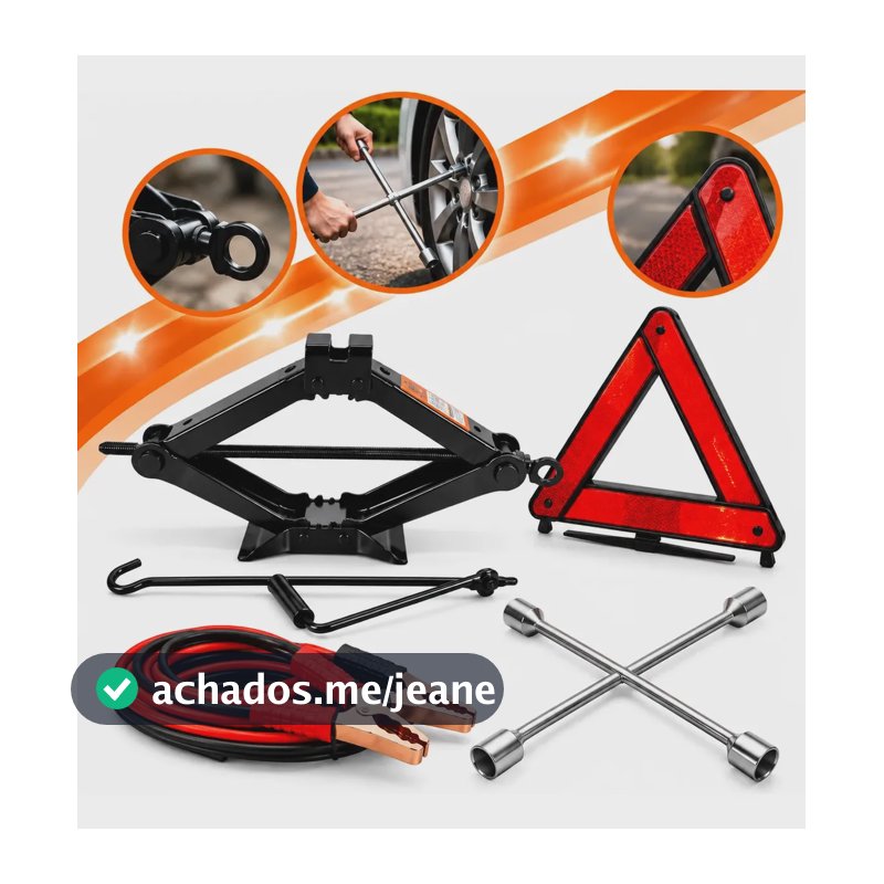 Kit Estepe Macaco Triangulo Chave Roda Cabo Chupeta 1,5t