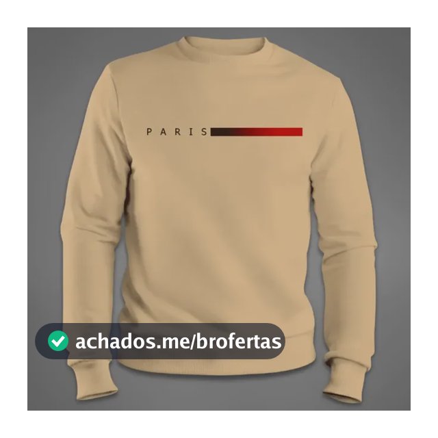Moletom Masculino Gola Redonda Flanelado Blusa Paris