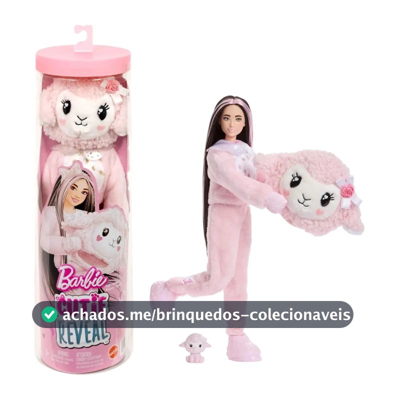 Boneca Barbie Cutie Reveal Cordeiro Rosa Mattel