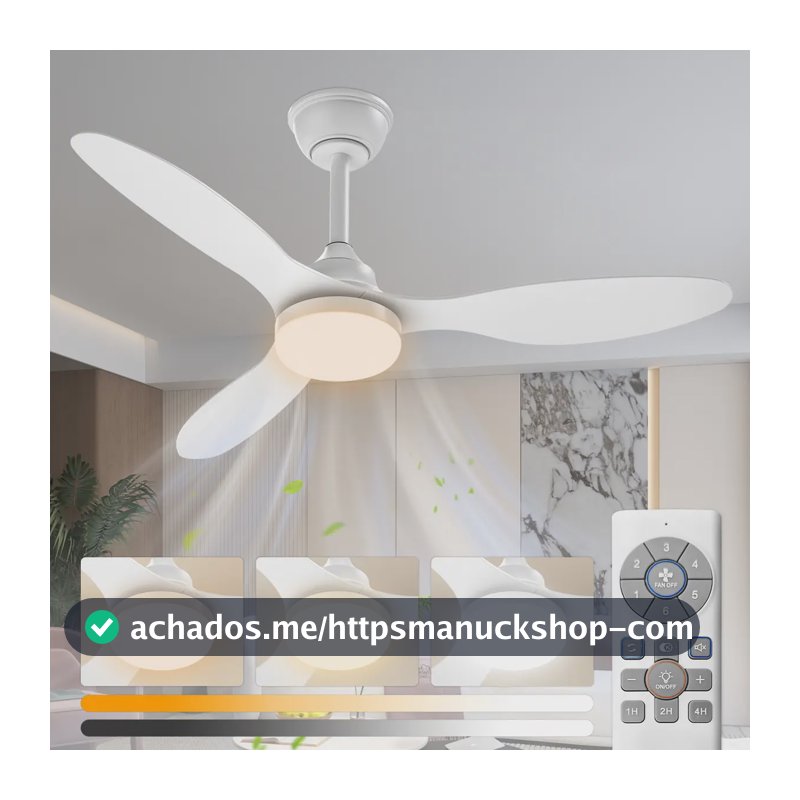 Ventilador de Teto Qfun 42" Com Luz LED, Controle Remoto e Motor DC Silencioso