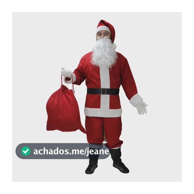 Roupa Papai Noel Adulto C/ Barba+óculos+luvas Luxo Completo
