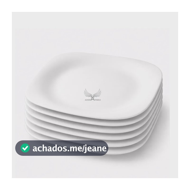 Kit 6 Pratos Quadrado Raso Branco Grande Premium Para Restaurante Mesa Posta Jantar 28cm Porcelana Opaline Amgrangels