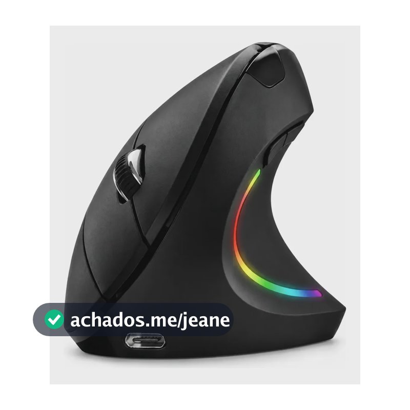 Mouse Vertical Ergonomico Sem Fio 2400dpi Recarregavel Preto