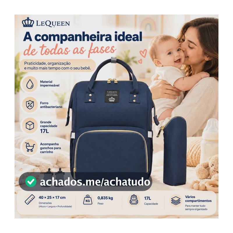 Bolsa Mochila Maternidade Lequeen Tradicional Multifuncional ReforçAda Azul Marinho Bolsa Maternidade Para Menino E Menina Kit Bolsa Maternidade Luxo Azul Marinho Bolsa Maternidade Grande 17L