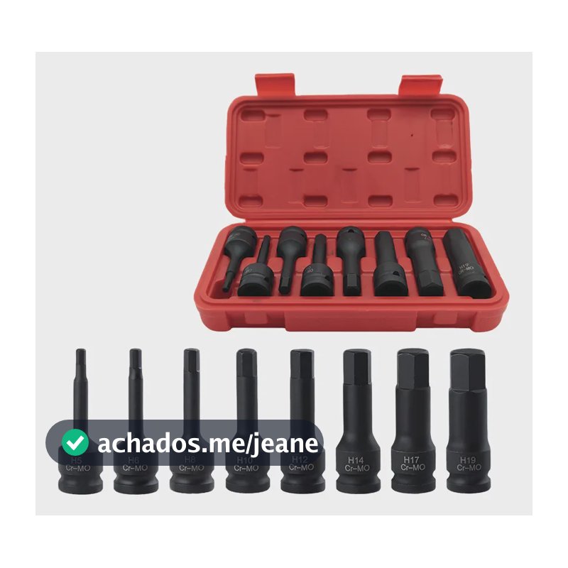 Jogo Soquete Allen Impacto 8 Peças 1/2 Cr-mo H5 A H19