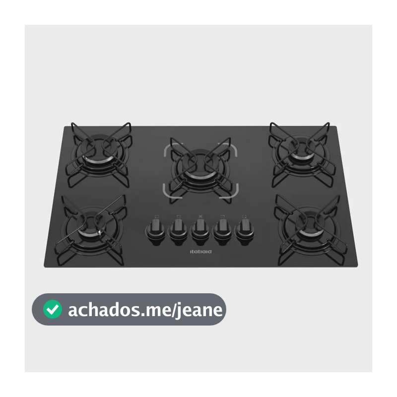 Cooktop Itatiaia Essencial 5 Bocas de Embutir com Mesa de Vidro Temperado Preto e Acendimento Automático