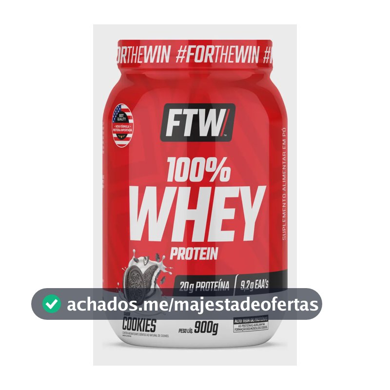Whey Protein 100% Concentrado Pote 900g Sabor Cookies - FTW