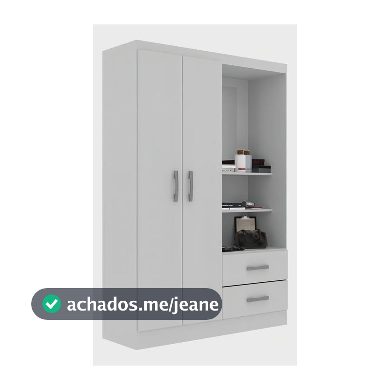 Guarda-roupa Solteiro 2 Portas 2 Gavetas Com Espelho Branco