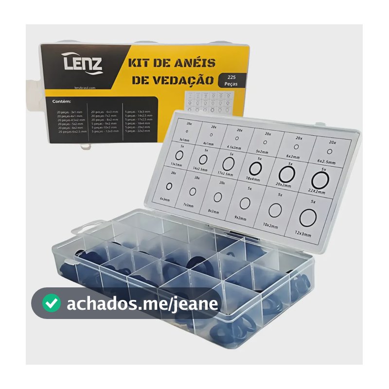 Kit Anel O-ring 225 Peças Vedação Jogo Borracha Lenz Brasil