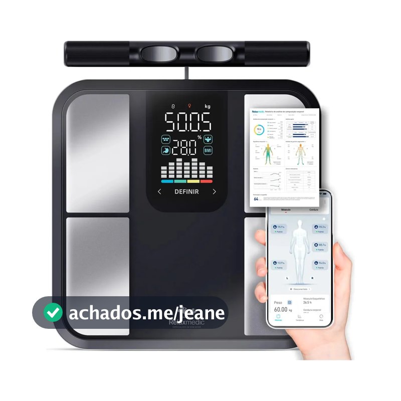 Balança De Bioimpedância 8 Sensores Relaxmedic Digital Preto