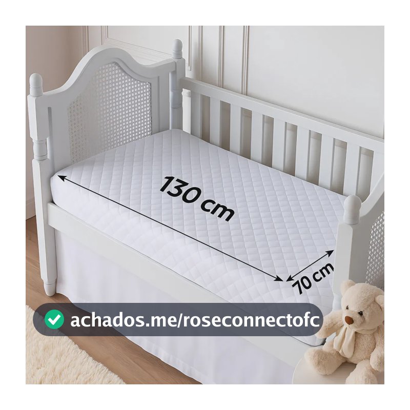 Protetor De Colchão Impermeável Berço Americano Quadriculado Branco