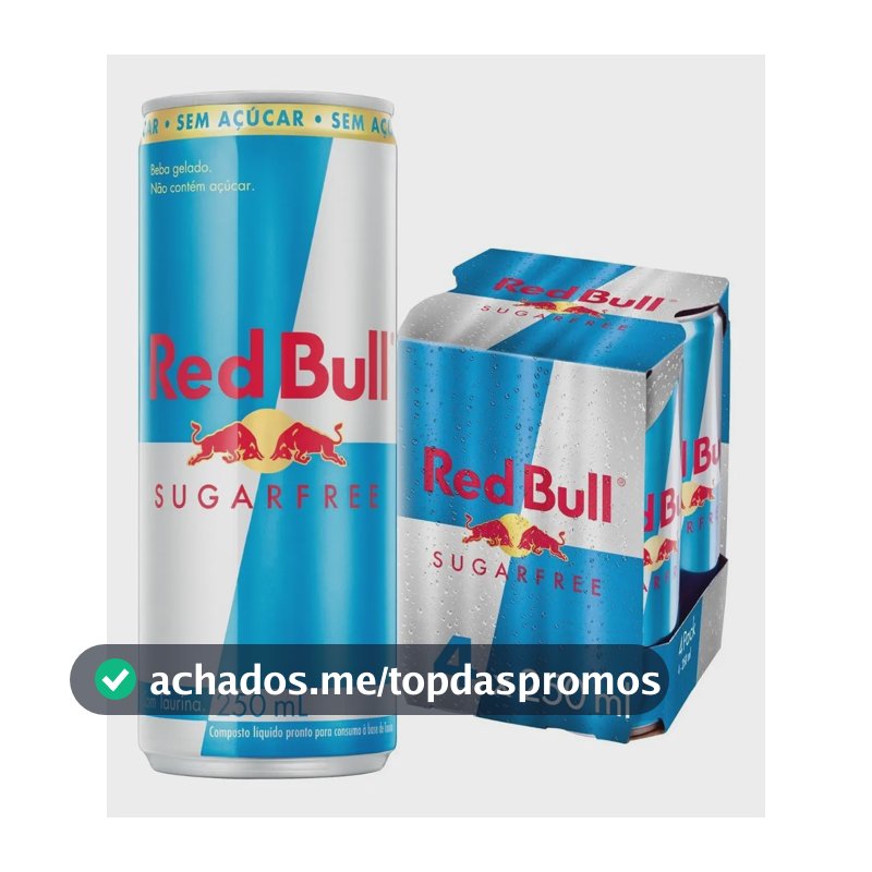 Red Bull Energético, Sugar Free, Sem Açúcar, 250ml, 4 latas
